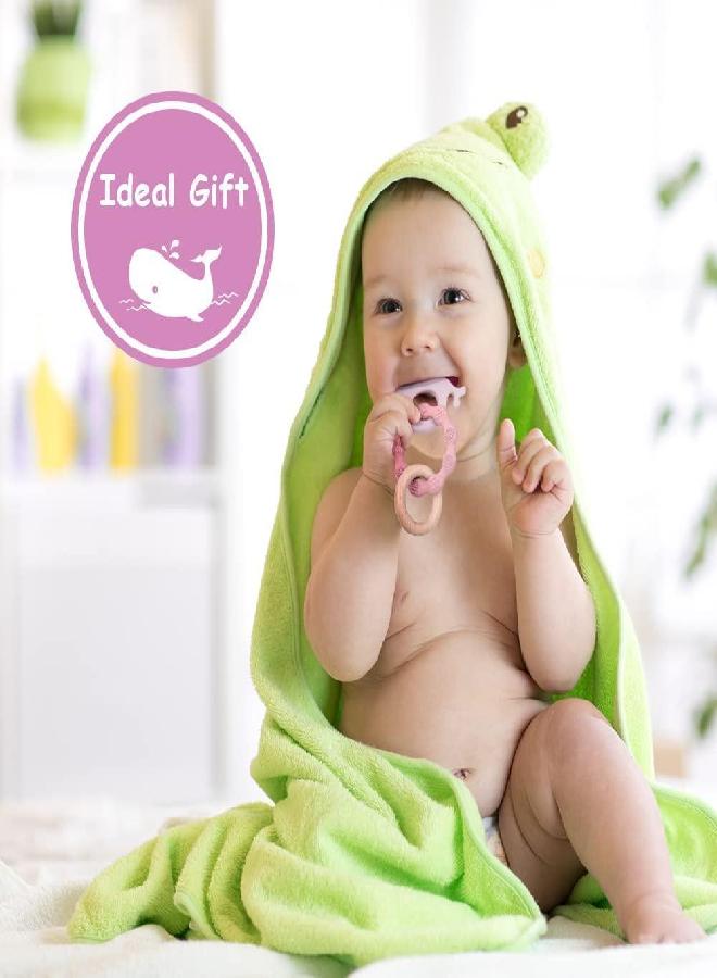 Vicloon Vicloon Baby Teether Toys, Silicone & Natural Wood Teether Ring, Baby Teething Toys for Babies 3 Months+, Silicone Chewable Rings for Newborn Gift（Pink）  - Image 3