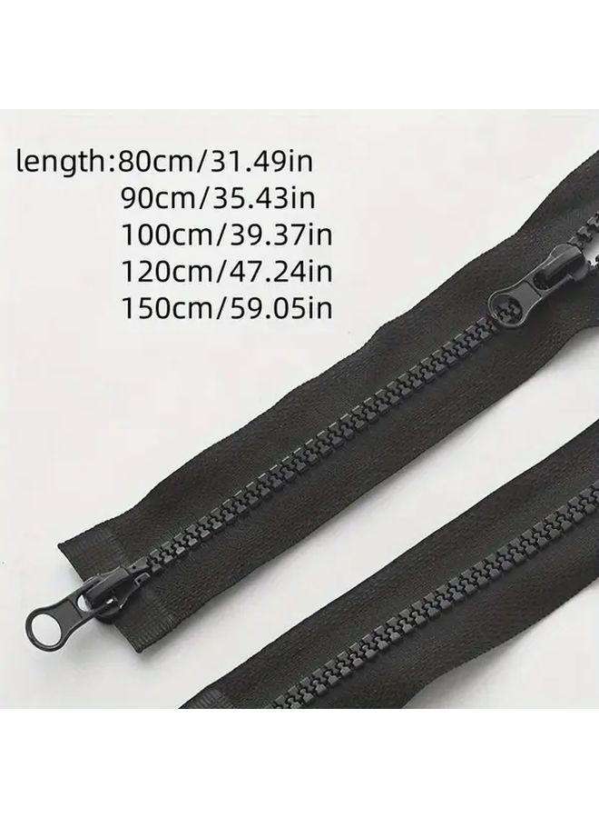 Black Resin Double Opening Zipper 100cm Hard Coarse Tooth Multi Size - Image 3
