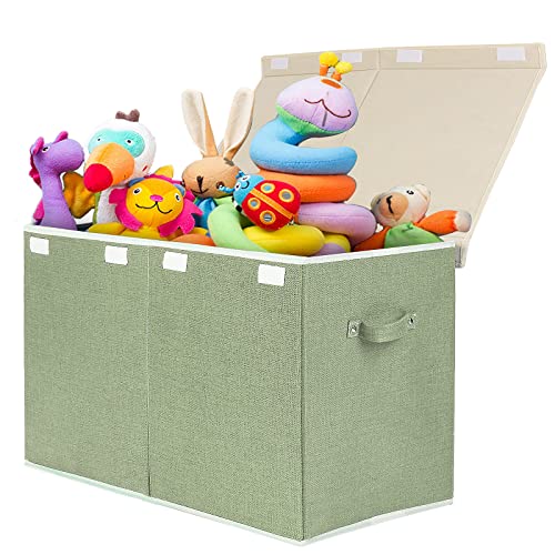 popoly Large Toy Box Chest with Lid Collapsible Sturdy Toy Bin Storage Organizer Boxes Baskets for Kids Boys Girls Nursery Playroom 25x13 x16 - Image 1