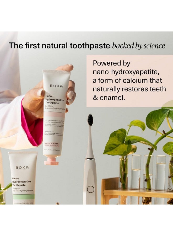 BOKA Fluoride Free Toothpaste Nano Hydroxyapatite Remineralizing Sensitive Teeth Whitening Dentist Recommended For Adult Kids Oral Care Coco Ginger Flavor 4 Fl Oz 1 Pk Us Manufactured - Image 3