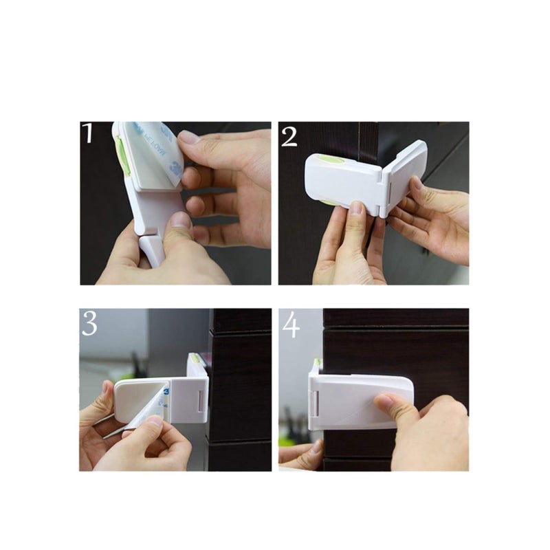 Zikra Child Proof Safety Locks Baby Proofing Cabinet Lock with 3M Adhesives Adjustable Strap Latches to Cabinets, Drawers, Cupboard, Oven, Fridge, Closet Seat, Door, Window - Image 2