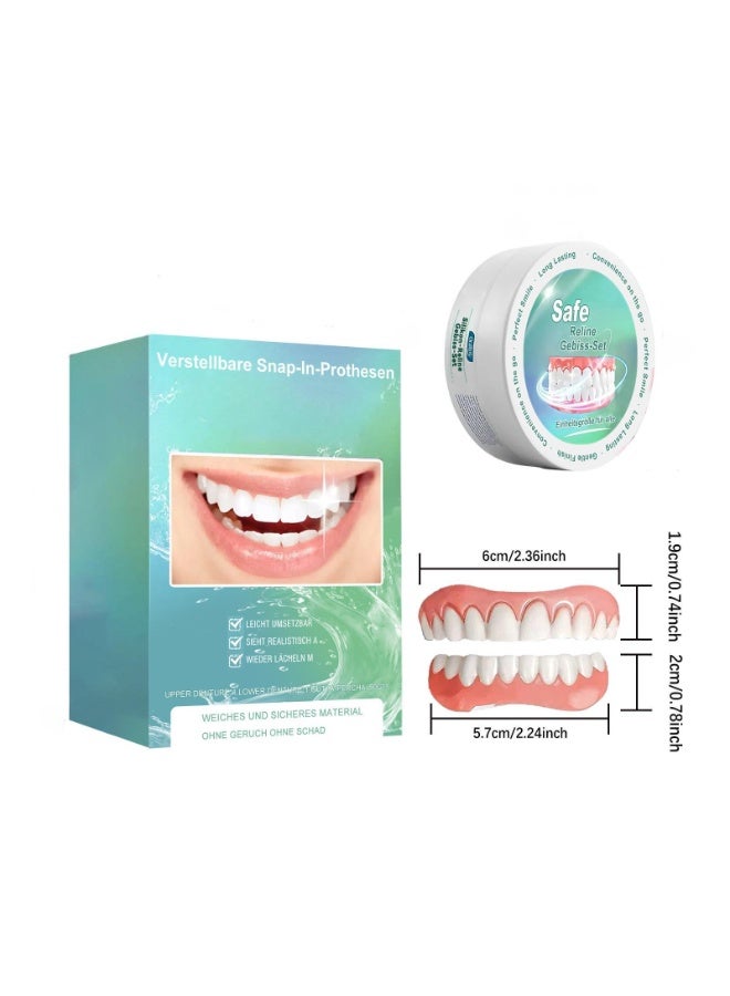 SahlTech Instant Snap-On Veneers Kit: Adjustable Silicone False Teeth for Comfortable & Natural-Looking Dental Restoration - Image 1