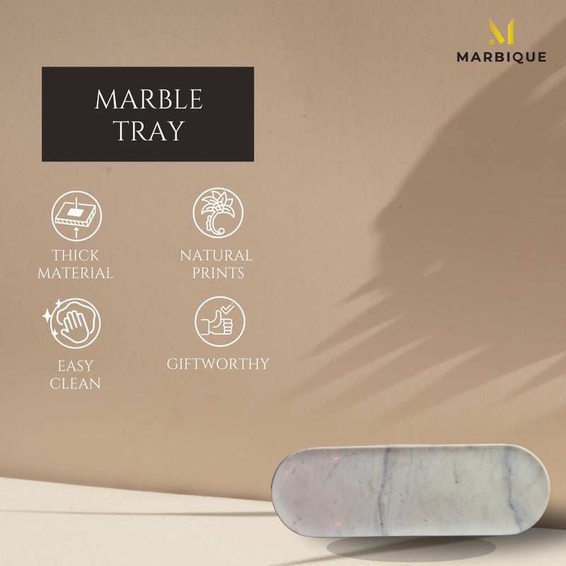 MARBIQUE Premium White Marble Tray Platter Serving Board 38 × 13 cm - Image 4