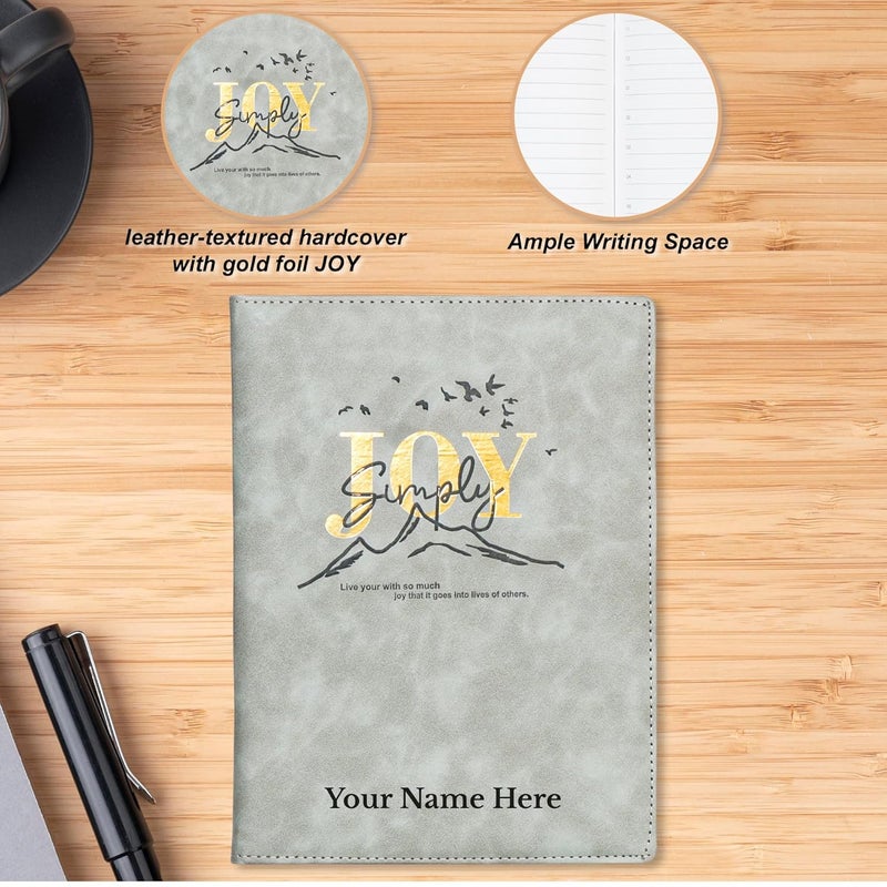 CrownLit Personalised B5 Dated Joy Diary 2026, Grey Cover with Gold Foil Design, Monthly and Daily Planning - Image 4