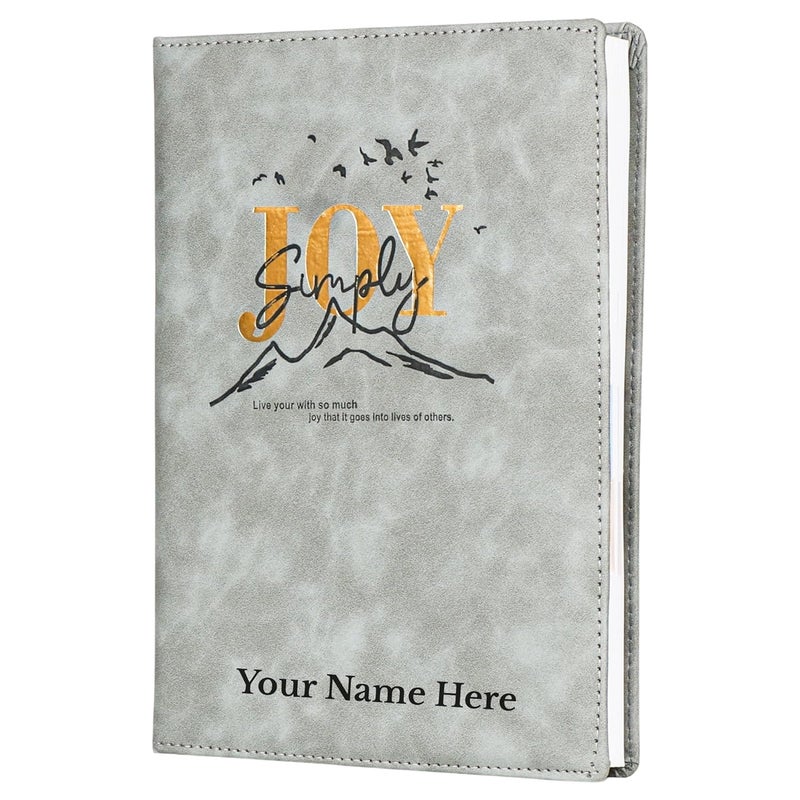 CrownLit Personalised B5 Dated Joy Diary 2026, Grey Cover with Gold Foil Design, Monthly and Daily Planning - Image 1