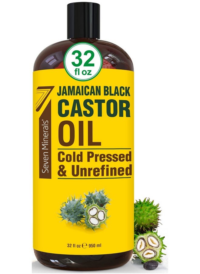 Seven Minerals Seven Minerals, Pure Jamaican Black Castor Oil - Big 32 fl oz Bottle - Unrefined & Hexane Free - for Hair Growth, Thicker Eyelashes & Eyebrows, Dry Skin, Healing, Hair Care  - Image 1