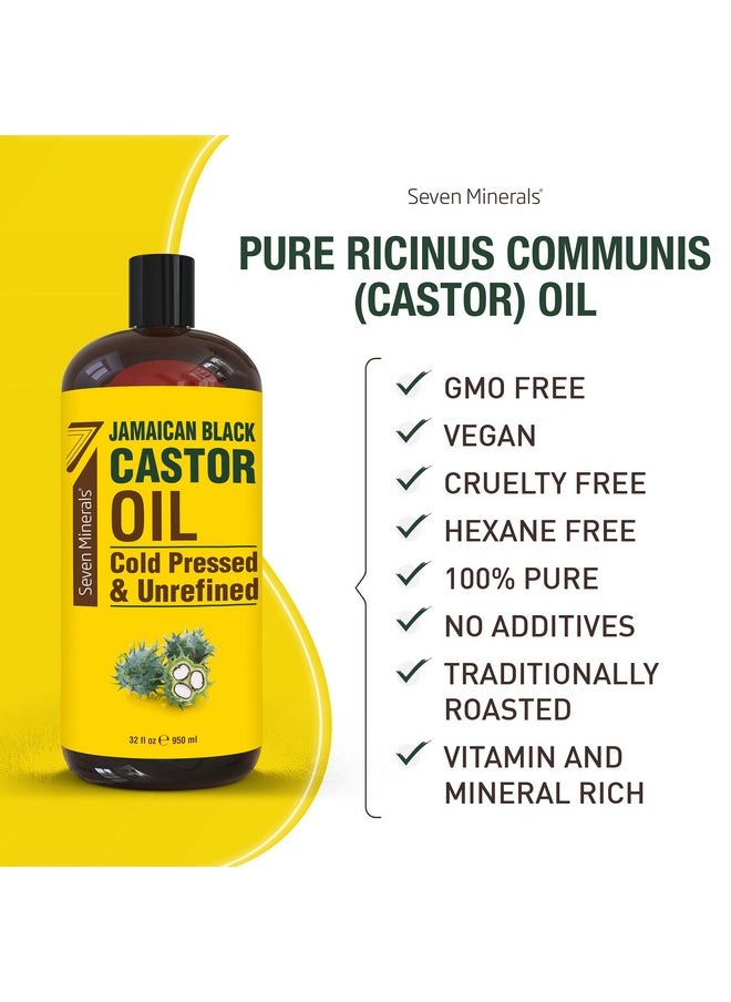 Seven Minerals Seven Minerals, Pure Jamaican Black Castor Oil - Big 32 fl oz Bottle - Unrefined & Hexane Free - for Hair Growth, Thicker Eyelashes & Eyebrows, Dry Skin, Healing, Hair Care  - Image 4