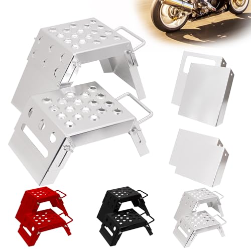 Supvision Adjustable 3-9" Moto Starting Block Motorsport Foot Stool Overlap Design Suitable for Moto Enthusiasts and Beginners Dirt Bike Accessories Load-Bearing 100kg 220lbs Silver - Image 1