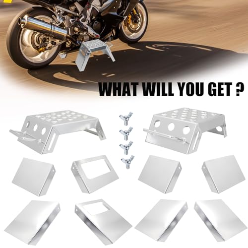 Supvision Adjustable 3-9" Moto Starting Block Motorsport Foot Stool Overlap Design Suitable for Moto Enthusiasts and Beginners Dirt Bike Accessories Load-Bearing 100kg 220lbs Silver - Image 2