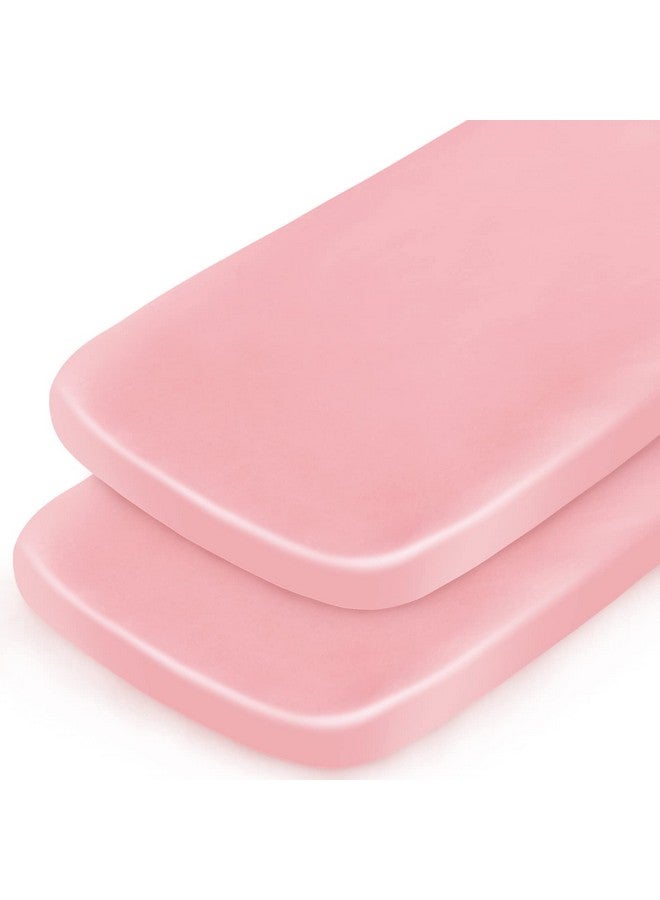 Coldwind Bassinet Sheets for Baby Girl, Satin Bedside Sleeper Sheets to Fit Mika Micky&Baby Delight&Dream On Me&Baby Joy Bassinet, Bassinet Sheet for Baby Hair (33"x20"x5") Silk Bassinet Sheets, Pink - Image 1
