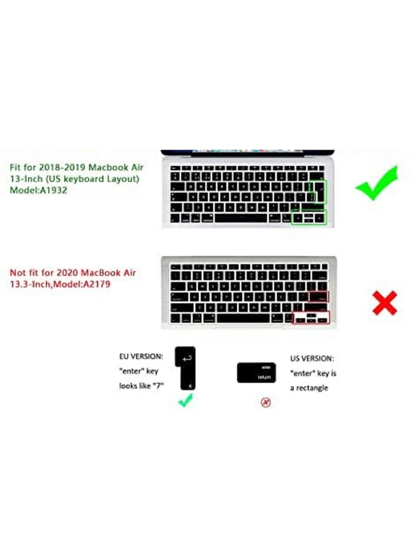 AMM EU/UK Layout French (AZERTY) Language Silicone Keyboard Cover Skin for MacBook Newest Macbook Air 13-Inch with Retina Display and Touch ID Model A1932 Release 2018/2019, Black - Image 2