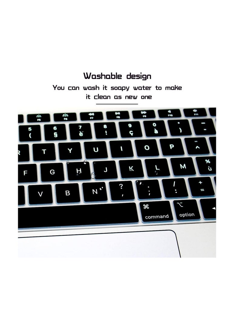 AMM EU/UK Layout French (AZERTY) Language Silicone Keyboard Cover Skin for MacBook Newest Macbook Air 13-Inch with Retina Display and Touch ID Model A1932 Release 2018/2019, Black - Image 4