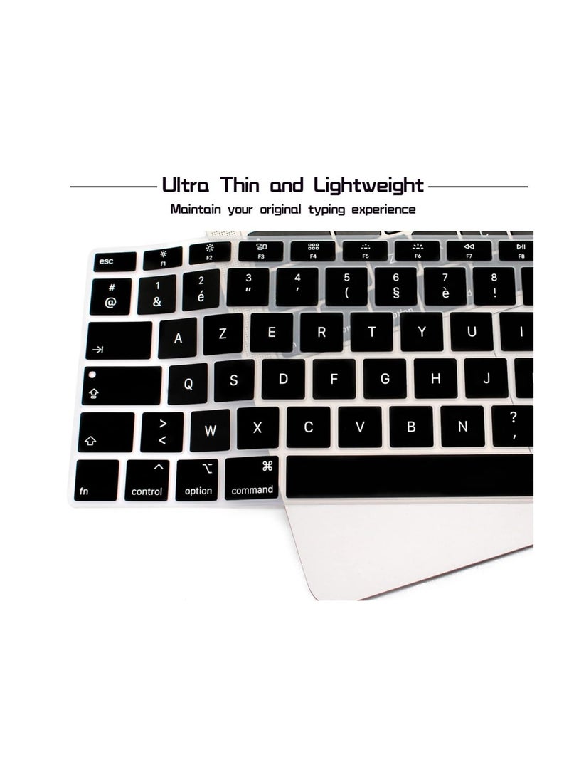 AMM EU/UK Layout French (AZERTY) Language Silicone Keyboard Cover Skin for MacBook Newest Macbook Air 13-Inch with Retina Display and Touch ID Model A1932 Release 2018/2019, Black - Image 5