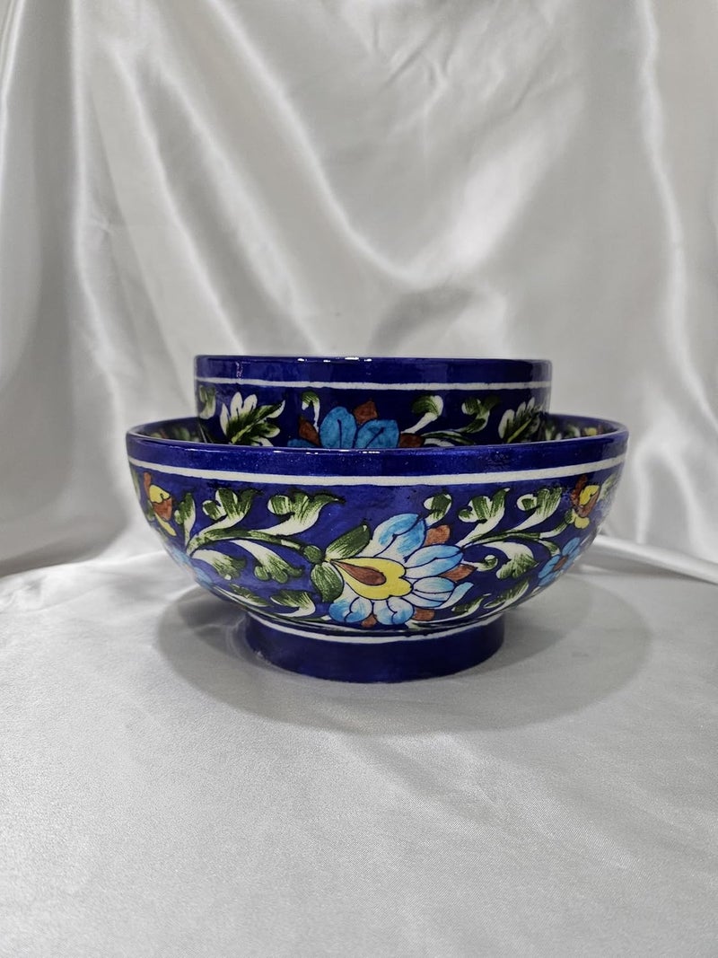 Tradition Treasure Ceramic Soup Bowls Set of 2 7  8 Cereal Bowls for Kitchen Colorful Vibrant Patterned Bowls for Kitchen Decor and Housewarming Gift Blue Horizon - Image 5