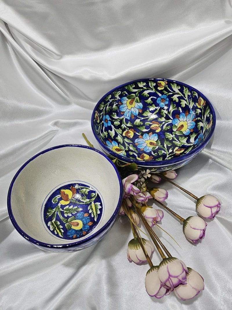 Tradition Treasure Ceramic Soup Bowls Set of 2 7  8 Cereal Bowls for Kitchen Colorful Vibrant Patterned Bowls for Kitchen Decor and Housewarming Gift Blue Horizon - Image 4