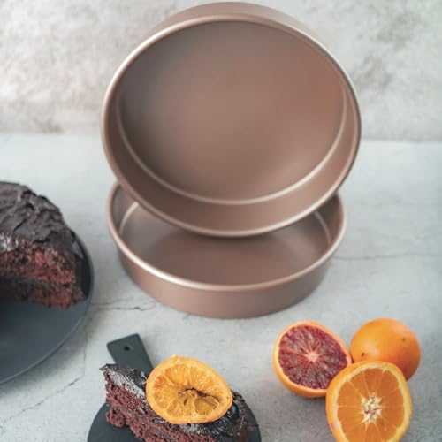 HAPPIELS Non Toxic Nonstick 9 inch Round Cake Pans Set of 2 | Quality Non Stick 9 inches Layer Circle Cake Pan 2 inches Deep | Best 9in Baking Pan PFOA, BPA free Nontoxic | 9inch 9inches Cake Pans Set - Image 3