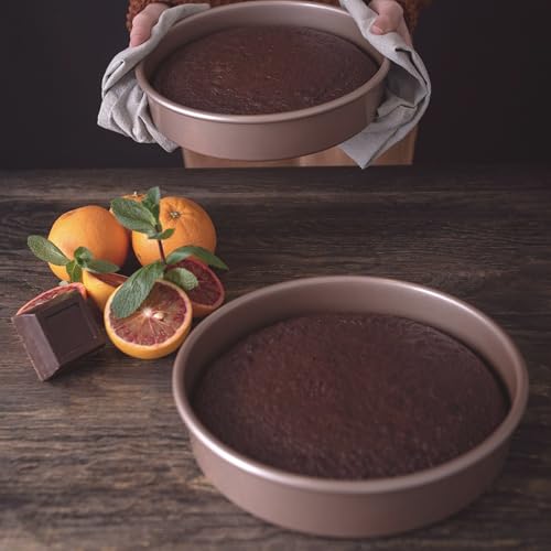 HAPPIELS Non Toxic Nonstick 9 inch Round Cake Pans Set of 2 | Quality Non Stick 9 inches Layer Circle Cake Pan 2 inches Deep | Best 9in Baking Pan PFOA, BPA free Nontoxic | 9inch 9inches Cake Pans Set - Image 5
