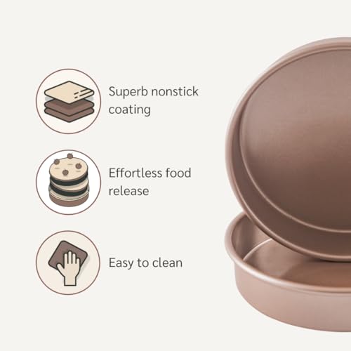 HAPPIELS Non Toxic Nonstick 9 inch Round Cake Pans Set of 2 | Quality Non Stick 9 inches Layer Circle Cake Pan 2 inches Deep | Best 9in Baking Pan PFOA, BPA free Nontoxic | 9inch 9inches Cake Pans Set - Image 2
