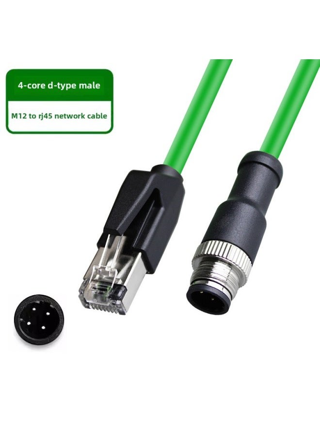 M12 To RJ45 Connector Profinet Industrial Network Cable Bus 4/8 Core Straight ADX Type High Flexibility Double Shield-Color:[straight 4-core D-shaped Male Head—m12 To Rj45]-Line Length:35 M  - Image 1
