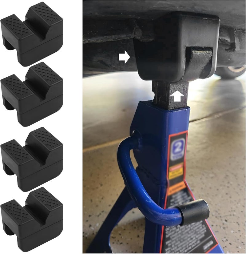 Figpade 4PCS Slotted Pinch Weld Jack Pad,Rubber Pinch Weld Jack Adapter Provides Cushioning and Non-Slipping,Universal 2 Ton Jack Stand Pads Car Accessories - Image 1