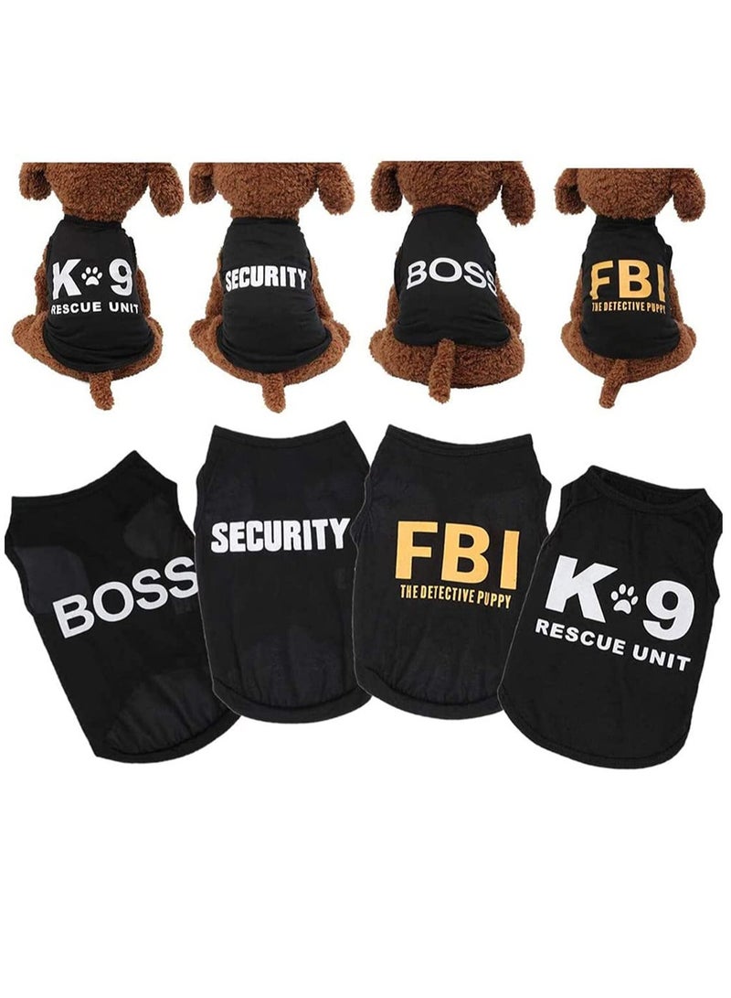 4 Pack Pet Clothing for Small Dogs and Cats Winter and Summer Outfits for Chihuahua and Yorkies Funny T-Shirt Vest Black Security Apparel Gift - Image 1