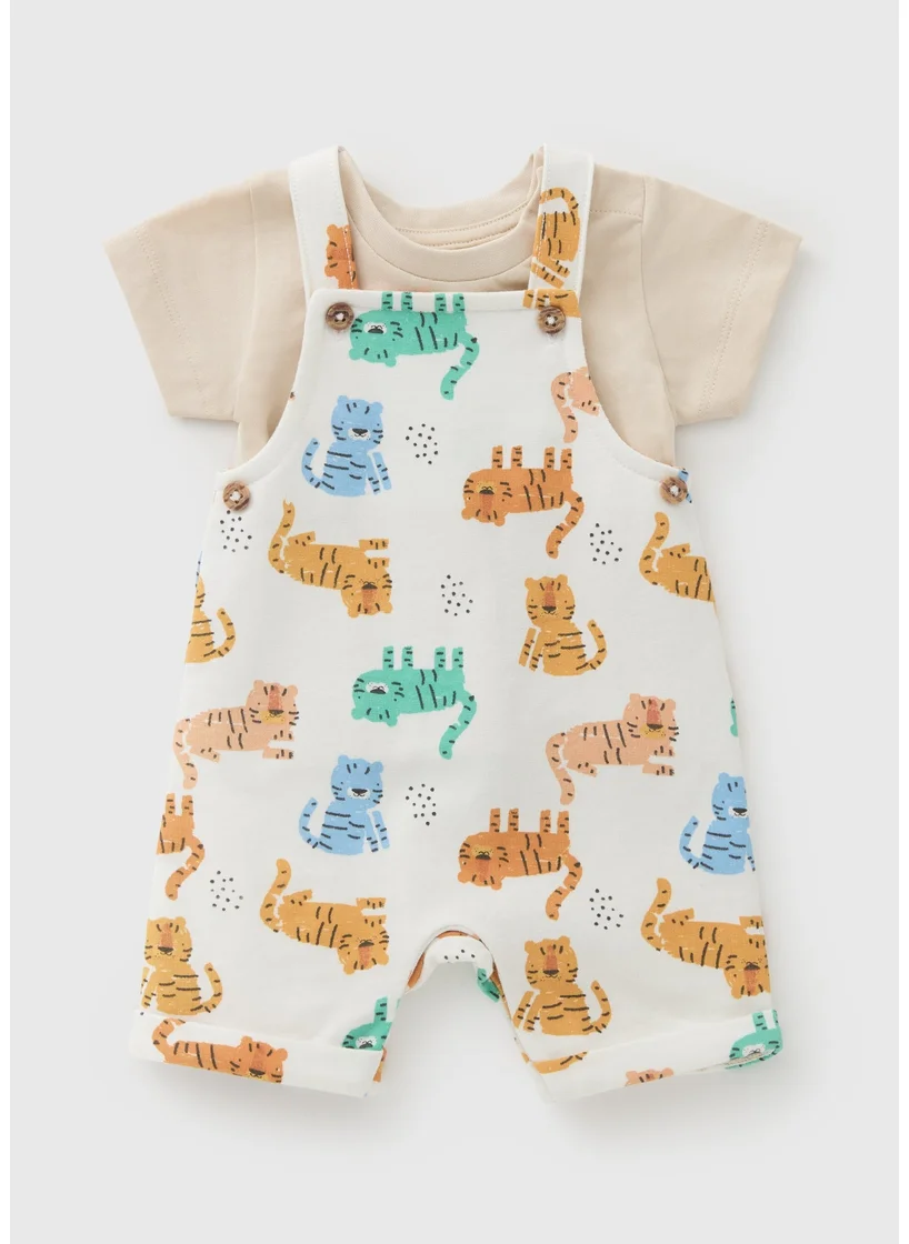 Matalan Baby Cream Safari Dungaree Set