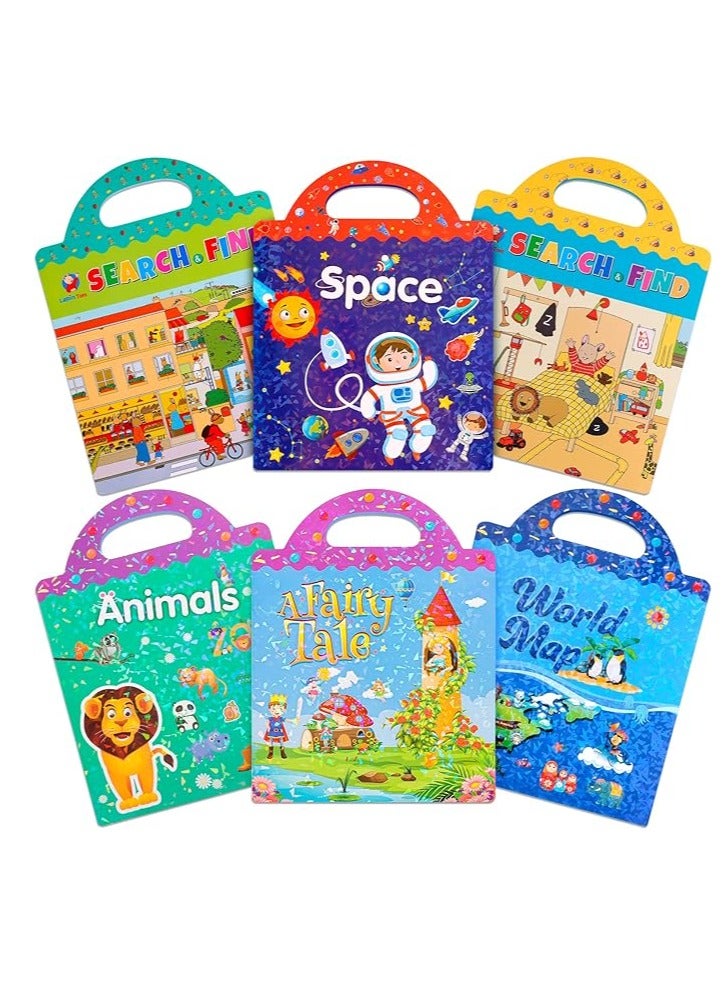 MIXDE 6 Set Preschool Learning Activities Quiet Busy Book for Toddler Travel Toys Sticker Book Educational Gifts - Image 1