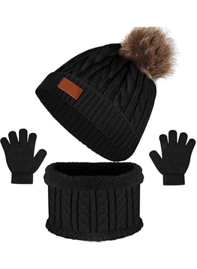 Kids Beanie Hat Scarf Gloves Set, Kids Winter Beanie Hat Scarf Gloves Set, Knit Winter Warm Set, Knit Thick Warm, Soft and Comfortable, for Toddler Boys Girls for 1-6 Years Old - Image 1