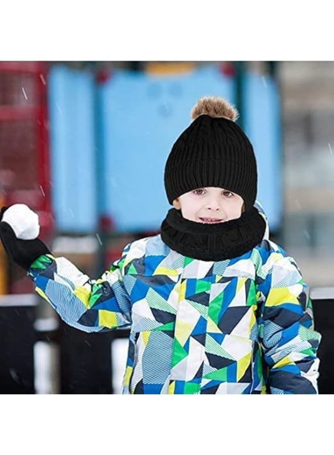 Kids Beanie Hat Scarf Gloves Set, Kids Winter Beanie Hat Scarf Gloves Set, Knit Winter Warm Set, Knit Thick Warm, Soft and Comfortable, for Toddler Boys Girls for 1-6 Years Old - Image 3