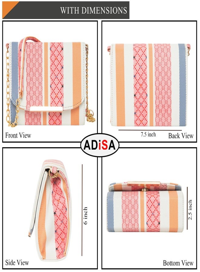 ADISA حقيبة كتف مخططة للنساء والفتيات من أديسا (SL5100-PIN_Pink) - Image 2