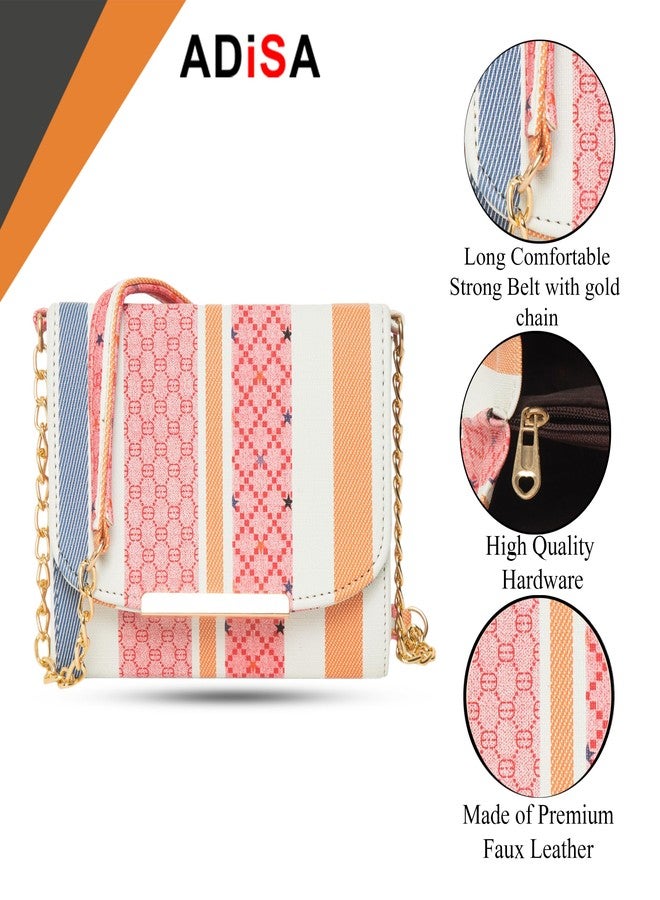 ADISA حقيبة كتف مخططة للنساء والفتيات من أديسا (SL5100-PIN_Pink) - Image 3