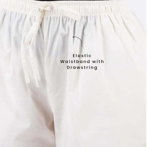 Happy Bunny Parallel Pants for Women 100% Cotton Ankle Length Trousers Regular Fit with Elastic Drawstring Stylish & Pockets Casual Formal Wear for Office & Home (MED, Off White) - Image 3