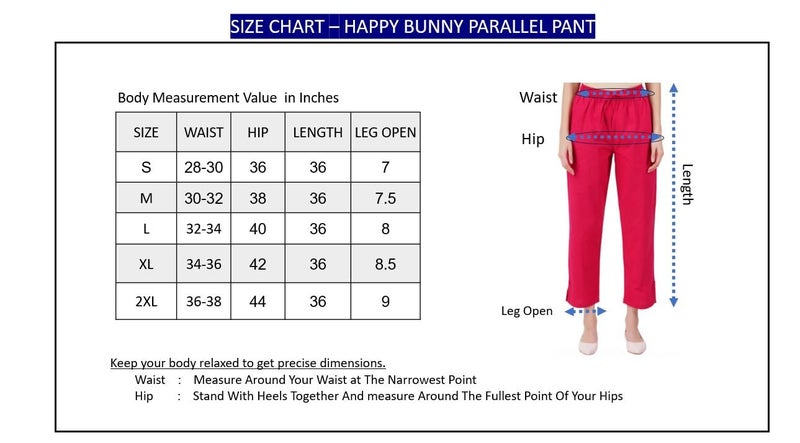 Happy Bunny Parallel Pants for Women 100% Cotton Ankle Length Trousers Regular Fit with Elastic Drawstring Stylish & Pockets Casual Formal Wear for Office & Home (MED, Off White) - Image 4