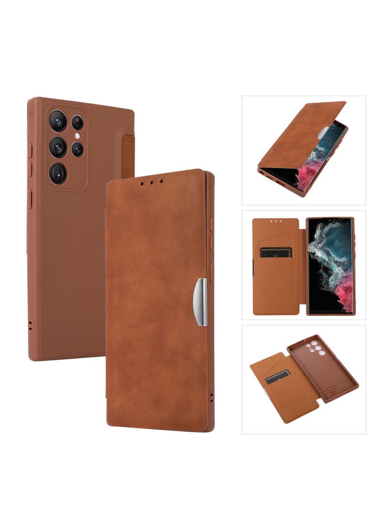 Suteni Flip Cover Card Slots Leather Phone Case for Samsung - Image 3