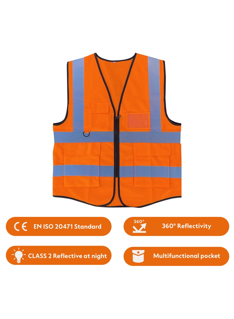 DXB GADGETS Pack of 12 High Visibility Multi Use Vest Safety and Utility in Bright Orange  - Image 4