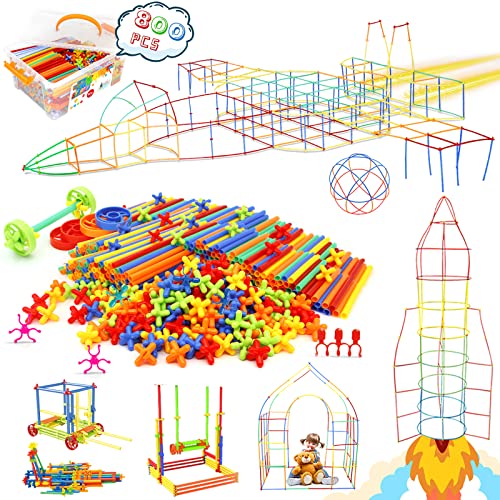 Ggiibro Straw Constructor Toys 800Pcs STEM Building Toy for 3 Year Interlocking Plastic Engineering Toys Thin Tube Blocks Educational Toy Kit for Indoor Kids Toy with a Storage Box - Image 1