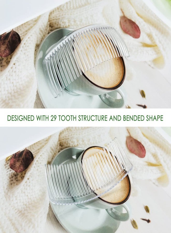 سورس تون مجموعة من 6 أمشاط فرنسية ملتوية، أمشاط جانبية بلاستيكية من سورس تون للشعر بـ 29 سنًا، أمشاط مشبك للشعر الناعم، إكسسوار للشعر للنساء - شفاف - Image 3