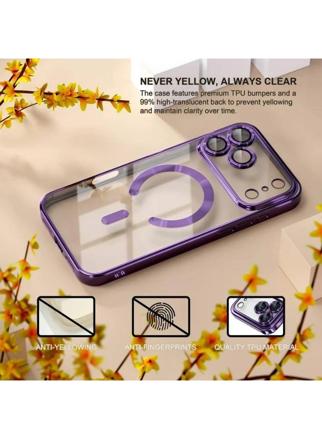 ACLIX Magnetic for iPhone 17 Pro Max, Case Clear, [Compatible with Magsafe, Built-in Camera Lens Protector], Soft Slim Phone Case Cover for iPhone 17 Pro Max | Deep purple - Image 4