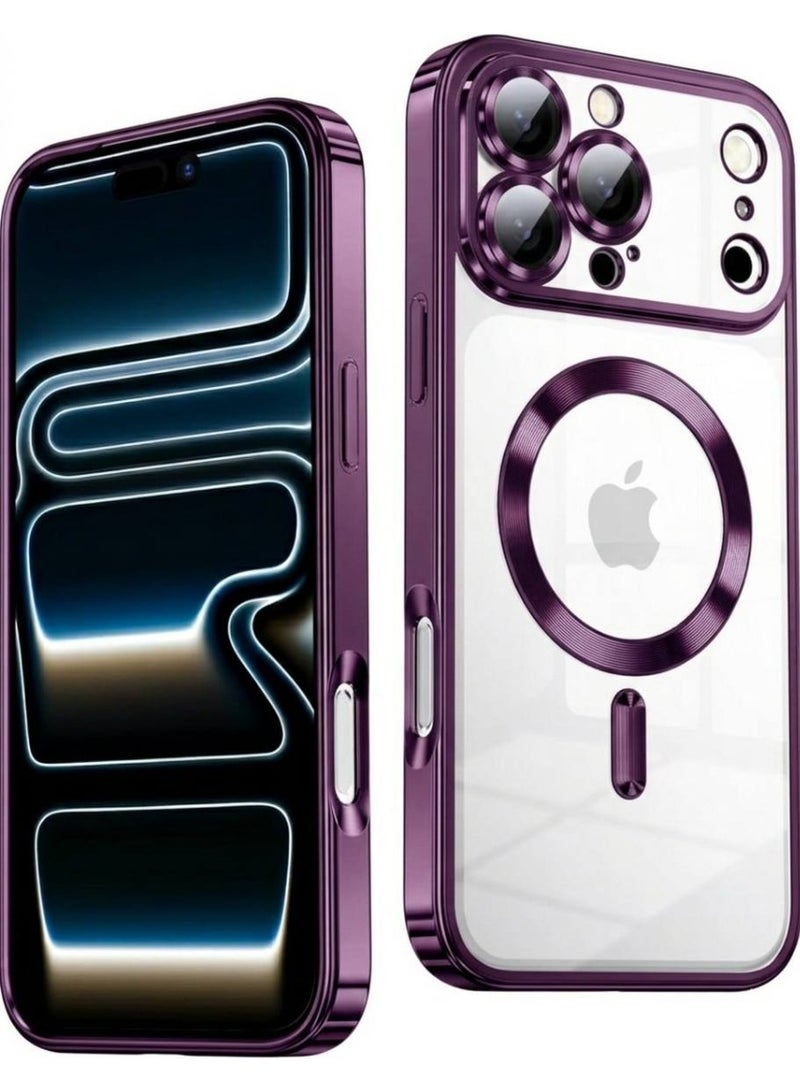 ACLIX Magnetic for iPhone 17 Pro Max, Case Clear, [Compatible with Magsafe, Built-in Camera Lens Protector], Soft Slim Phone Case Cover for iPhone 17 Pro Max | Deep purple - Image 1