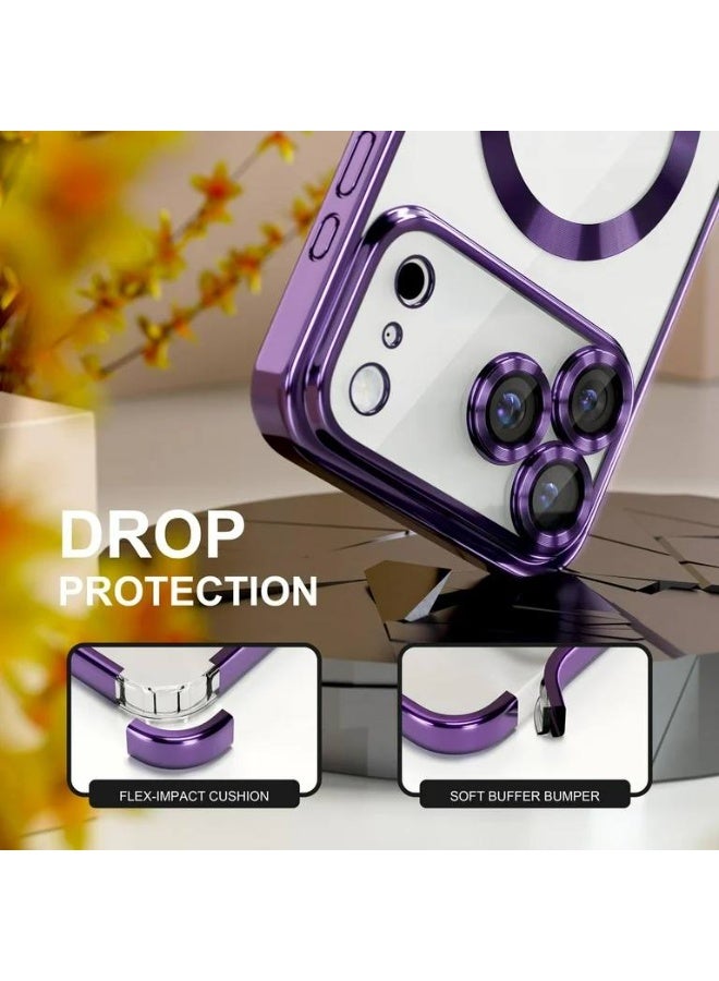 ACLIX Magnetic for iPhone 17 Pro Max, Case Clear, [Compatible with Magsafe, Built-in Camera Lens Protector], Soft Slim Phone Case Cover for iPhone 17 Pro Max | Deep purple - Image 3