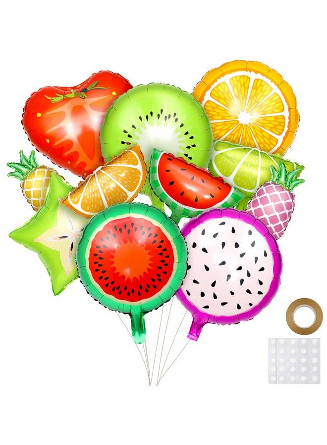 Hsei 30 قطعة بالونات فواكه بالونات الألمنيوم الفويل بالونات توتي فركتي زينة حفلات فواكه استوائية لعيد الميلاد زينة حفلات ذات موضوع فواكه، بحجمين - Image 2