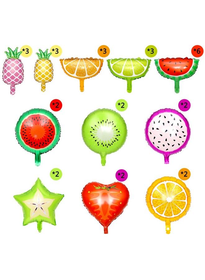 Hsei 30 قطعة بالونات فواكه بالونات الألمنيوم الفويل بالونات توتي فركتي زينة حفلات فواكه استوائية لعيد الميلاد زينة حفلات ذات موضوع فواكه، بحجمين - Image 3