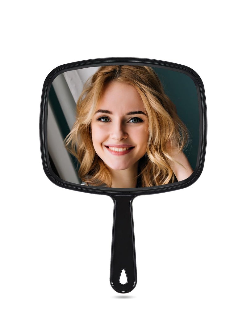 MIRRORNOVA Hand Mirror Barber Hairdressing Handheld Mirror with Handle for Salon Square Black Large
