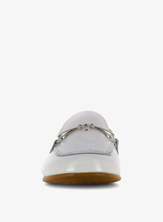 بابلوسكي Girls Solid Ankle Strap Ballerinas with Metallic Accent School Shoes