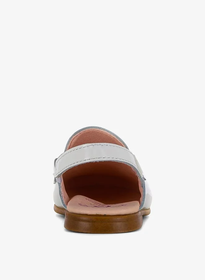 بابلوسكي Girls Solid Ankle Strap Ballerinas with Metallic Accent School Shoes