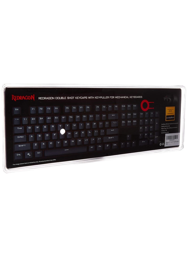 Redragon A101 Double-Shot Keycaps with key puller for mechanical keyboard (Black) - Image 2