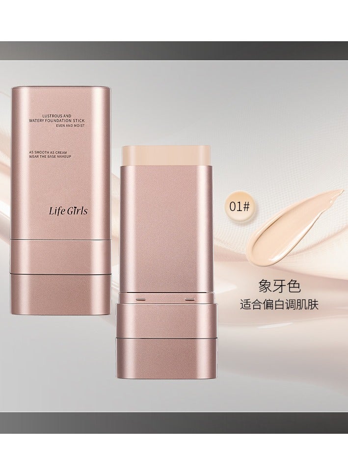 Life Girls Flawless Eraser Foundation Stick, Korean Hydrating Foundation Stick with Built-In Brush, Lightweight Buildable Medium-to-Full Coverage for Natural Finish (Ivory, 1pcs) - Image 1