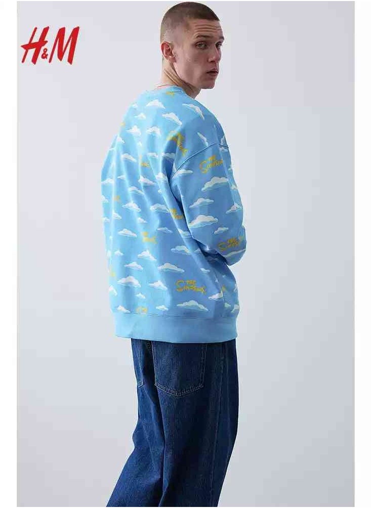 H and M - HM New Fashionable Casual Round Neck Loose American Long Sleeved Sweatshirt - Image 1