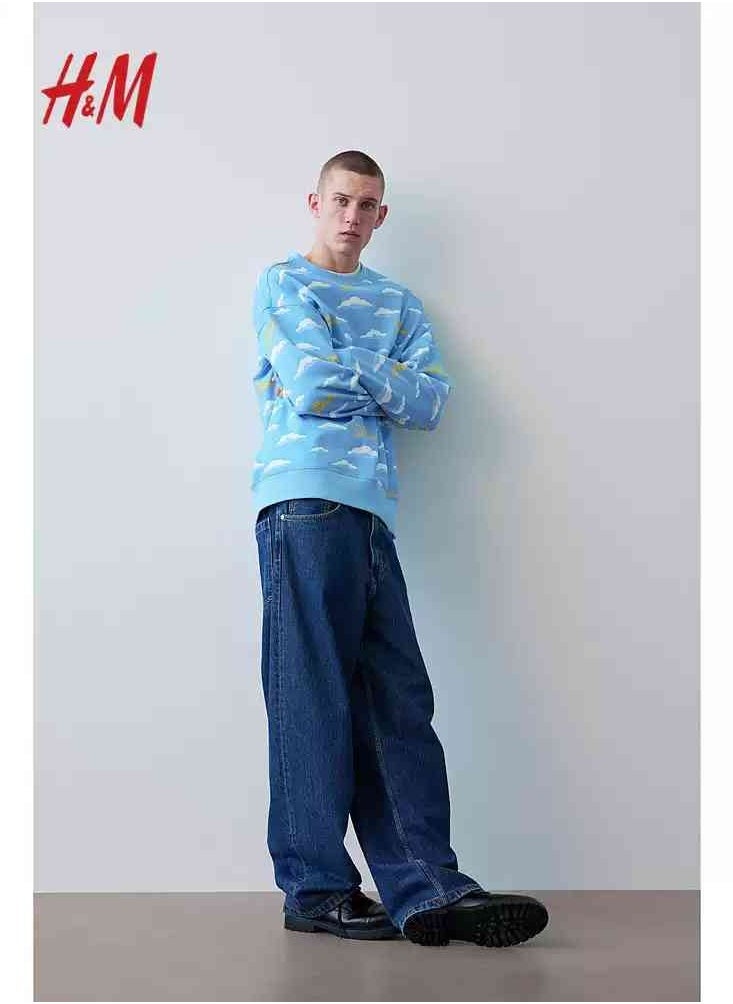 H and M - HM New Fashionable Casual Round Neck Loose American Long Sleeved Sweatshirt - Image 1