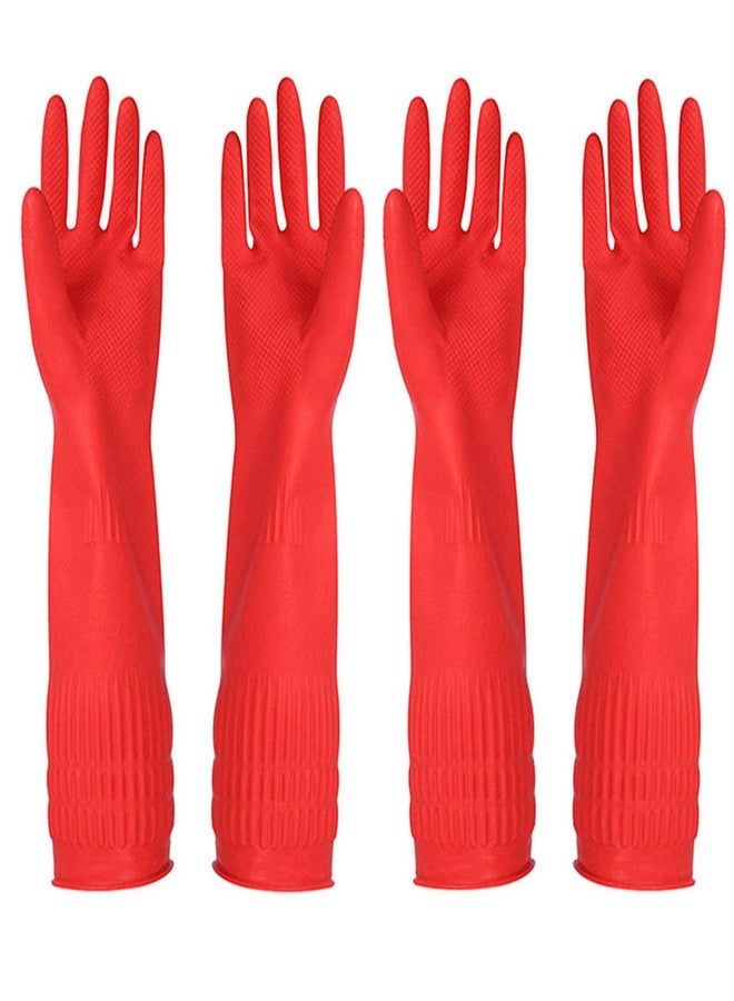 YSLON Rubber Cleaning Gloves Kitchen Dishwashing Glove 2-Pairs And Cleaning Cloth 2-Pack,Waterproof Reuseable.(Medium) - Image 1